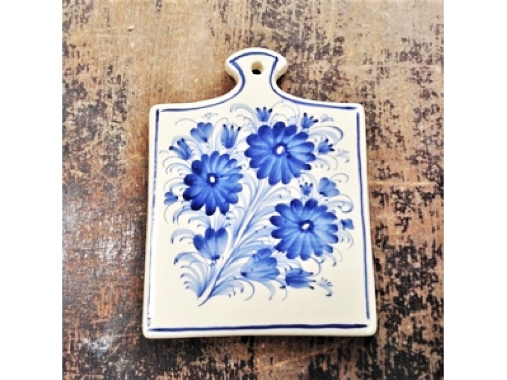 Keramická doska na krájanie modré kvety, 21x16 cm
