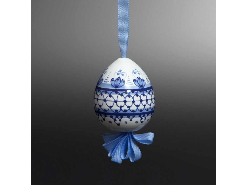 Keramické vajíčko malé na pentli - modrá malba 4.