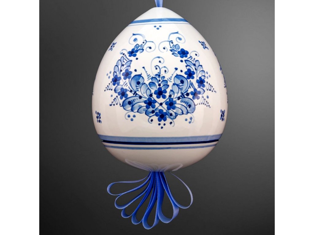 Keramické vajíčko velké na pentli - modrá malba 4.