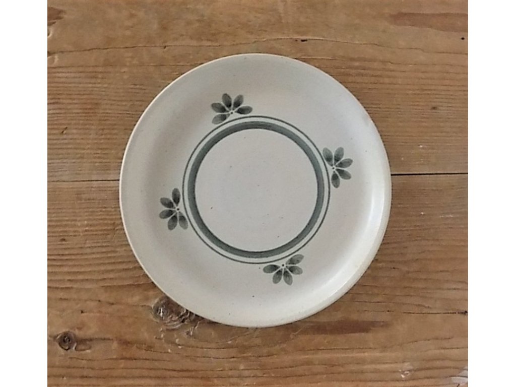 Keramický dezertní talířek - pětilístek - zelený