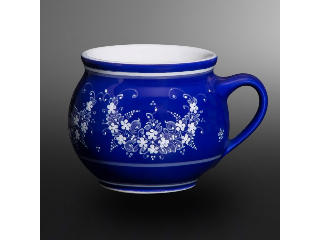 Keramický hrnček na čaj modrý kobalt 25.