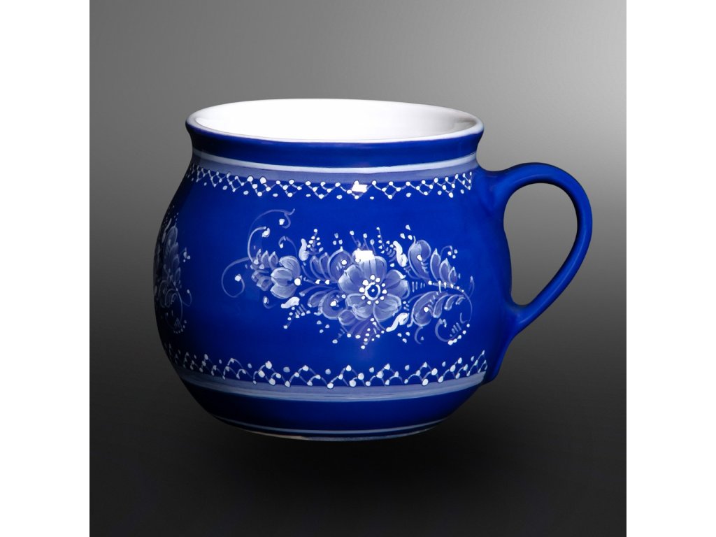Keramický hrnček na čaj modrý kobalt 26.