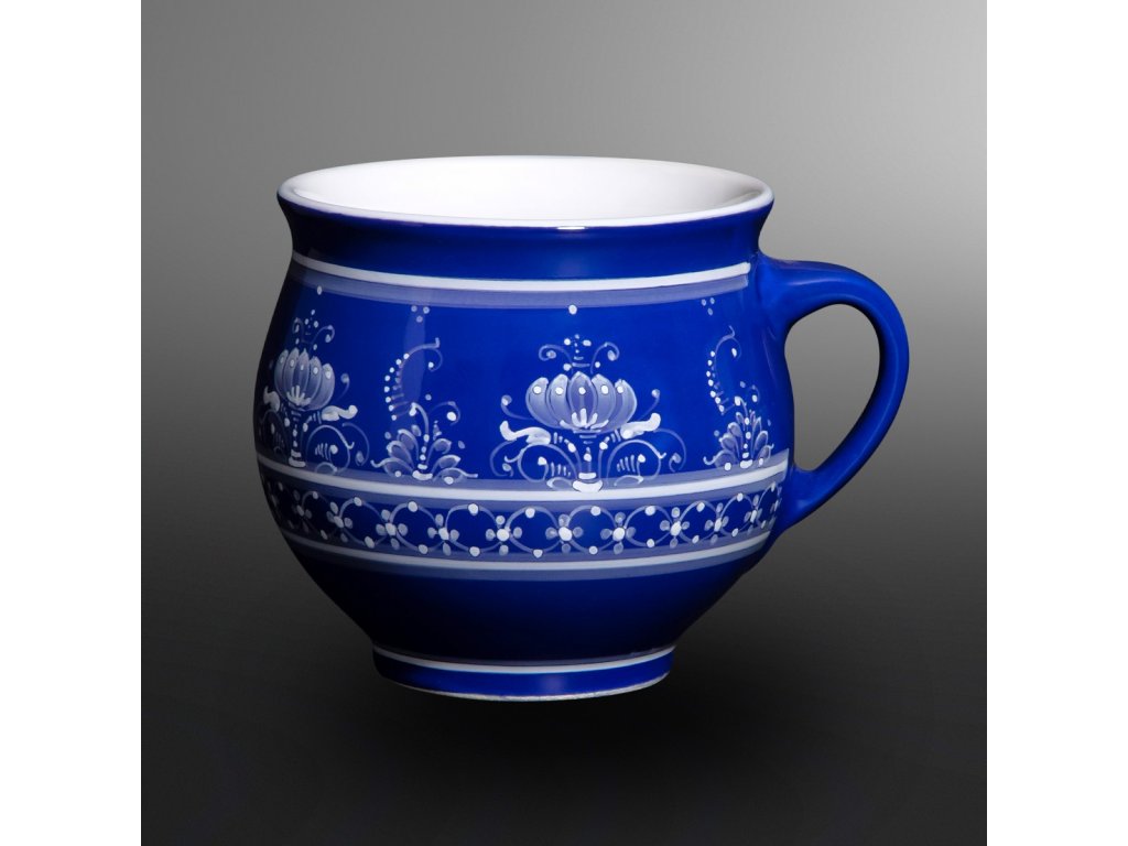 Keramický hrnček na čaj modrý kobalt 31.