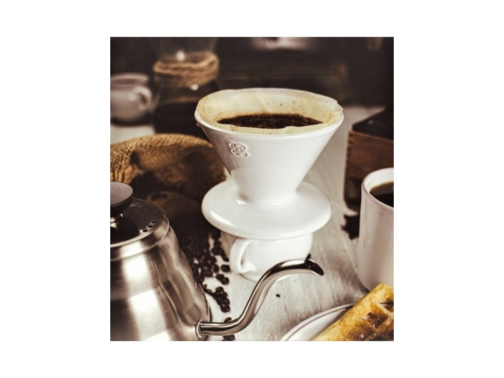 Keramický překapávač na kávu - dripper - bílý