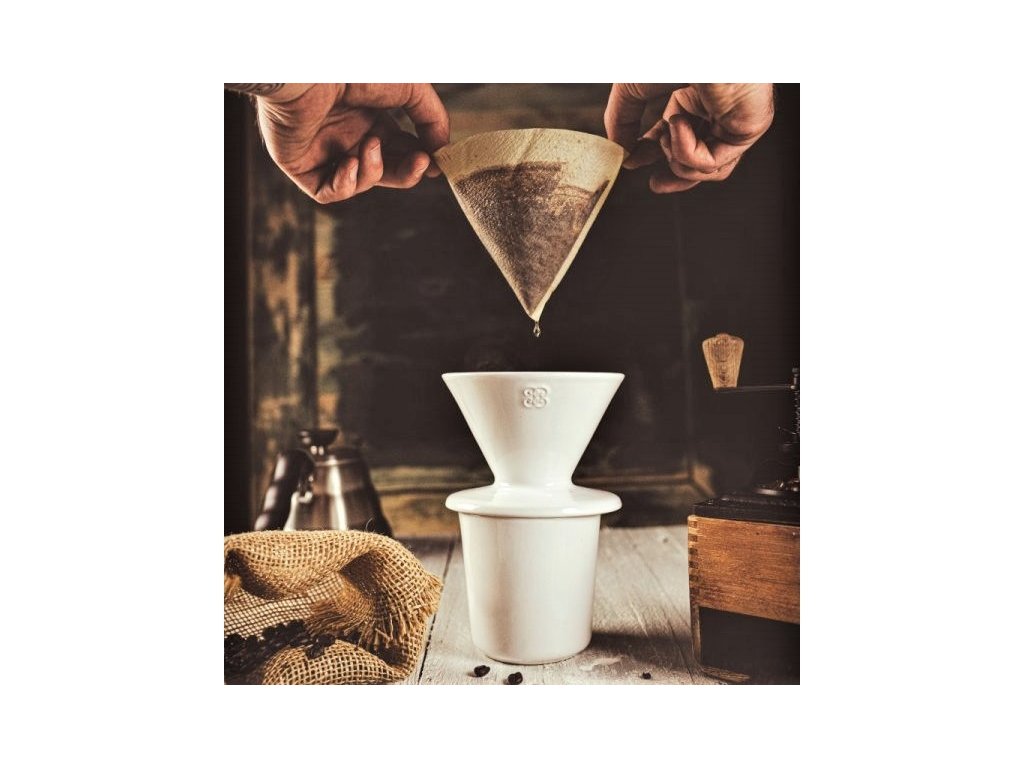 Keramický překapávač na kávu - dripper - olivový