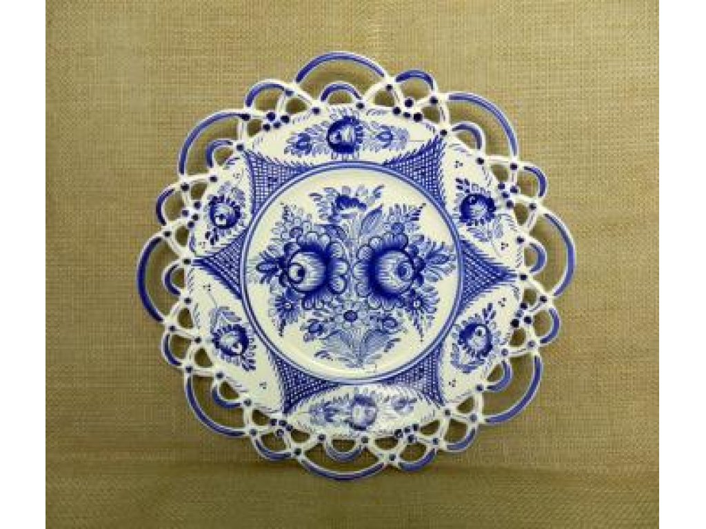 Keramický tanier modrý a biely - dve šnúrky