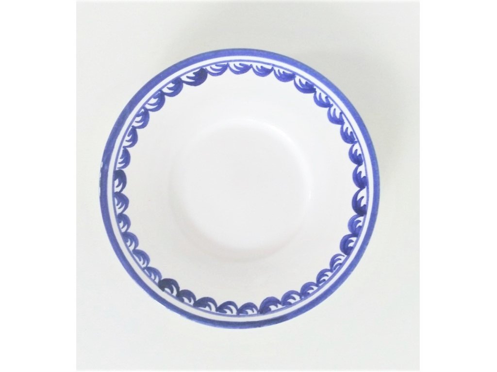 Keramický tanier, tanier modrý a biely