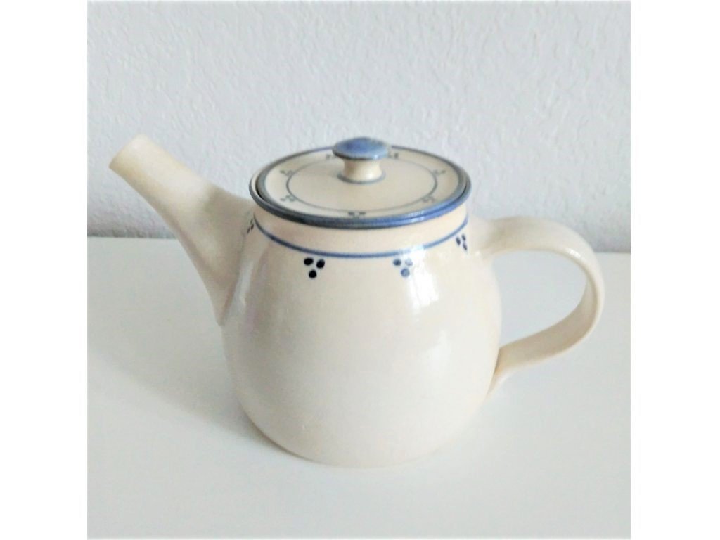 Konvička na čaj , modro-bílá kamenina - 0,9 l