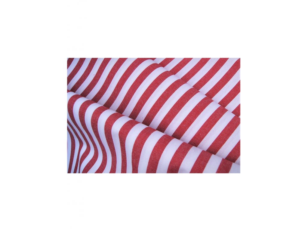 Metrage Mischa pruh 1 cm červená, biela - plátno