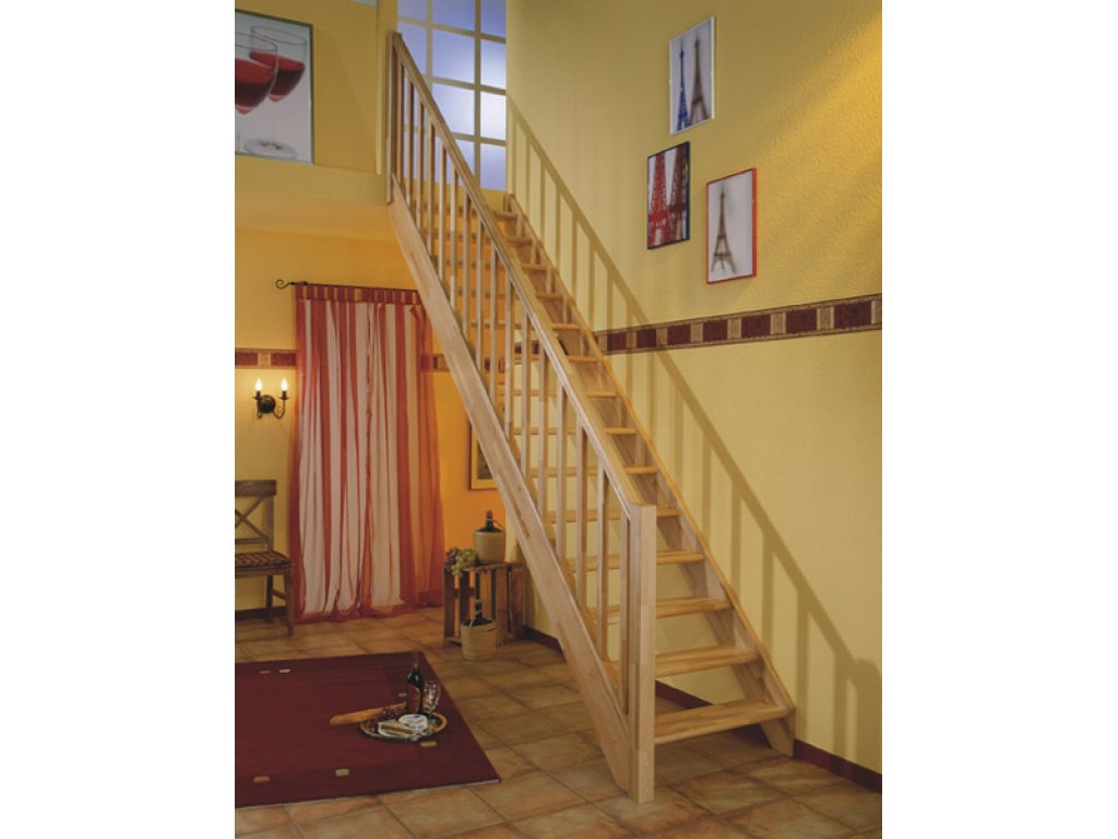 Mlynárske rovné drevené schody bez stupňov - smrek - A.