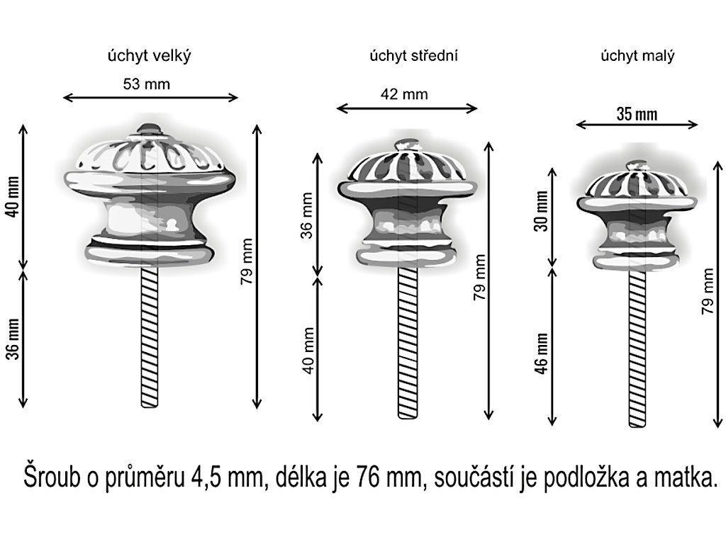 Porcelánový úchyt - bílá mat -  sedmikráska