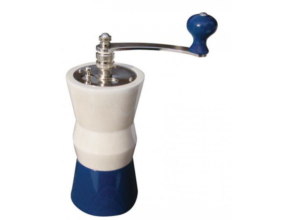 Ručný mlynček na kávu 2015 - modrý a biely