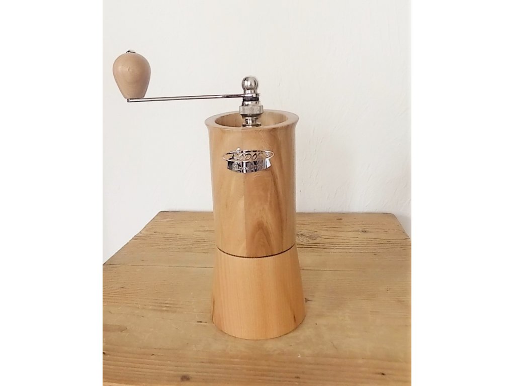 Ručný mlynček na kávu, drevený, LUX 2012 jilm, v. 24,5 cm