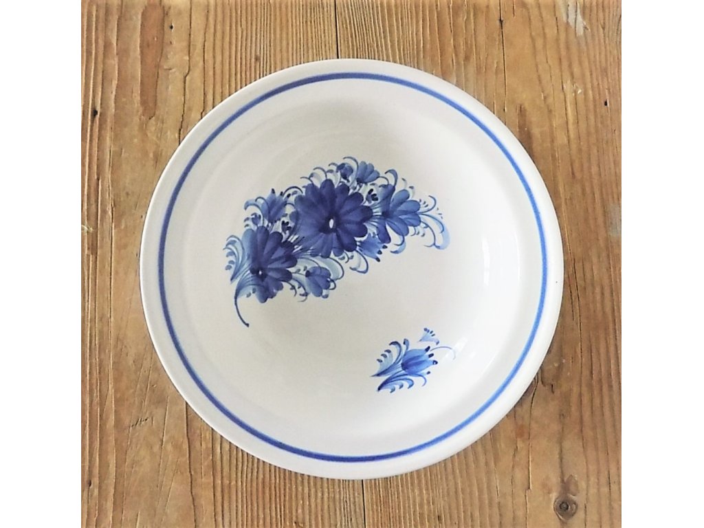 Talíř keramický hluboký s modrými květy
