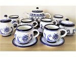 Modrá keramická čajová souprava