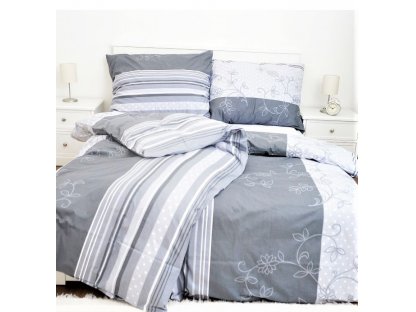 Bavlnená posteľná bielizeň Flowerless sivá 200x220 + 2x 70x90