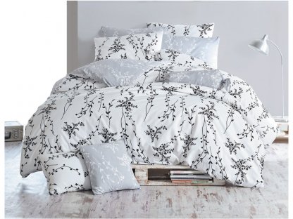 Bavlnená posteľná bielizeň Ranforce 140x200 cm - Blumen grey