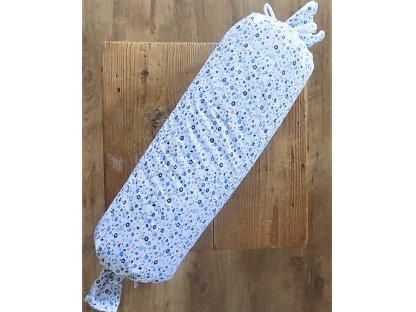 Bavlnený vankúš - valček - kvety modré