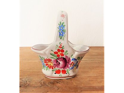 Chod keramický dekoratívny košík malý, farebné kvety