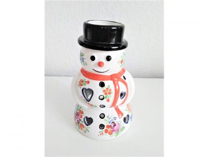 Chodský keramický Sněhulák, aroma lampa, barevně malovaný