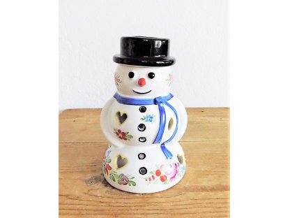 Chodský keramický Sněhulák, aroma lampa, barevně malovaný