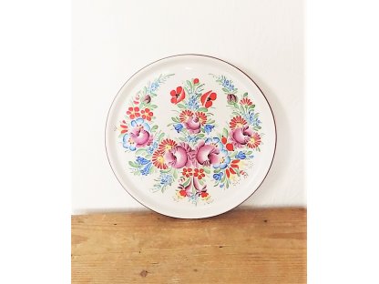 Chodský talíř, barevné květy, mělký