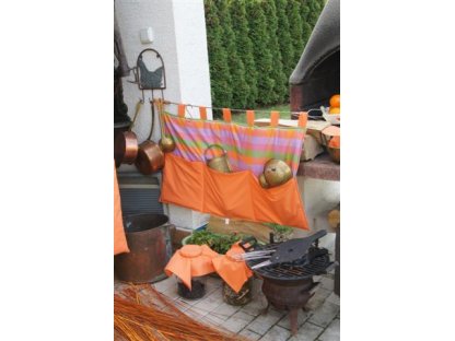 Kanafasový kapsář Vendy, oranžová s pruhy, 90x50 cm