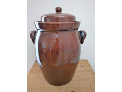 Keramická nádoba na kapustu, Zelák bacuľatá s držadlami, 7 litrov