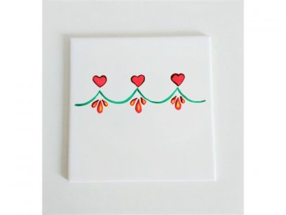 Keramický, ručne maľovaný sporák - srdce s dekoráciou - 8.
