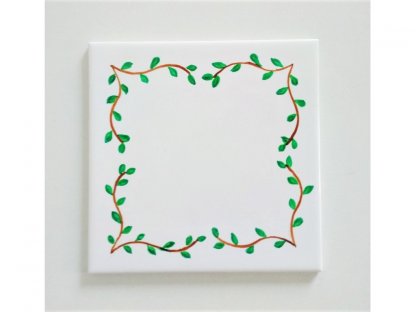 Keramický, ručne maľovaný sporák - zelené listy - 10.