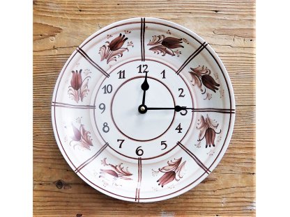 Keramické hodiny hnedé kvety HR - priemer 26 cm