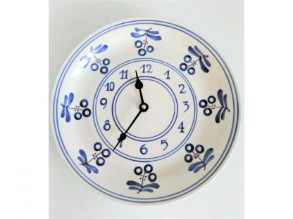 Keramické hodiny modré květy HR, průměr 26 cm
