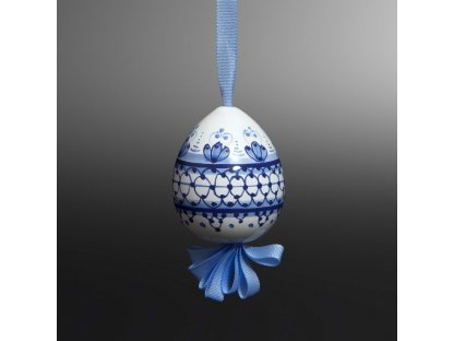 Keramické vajíčko malé na pentli - modrá maľba 4.