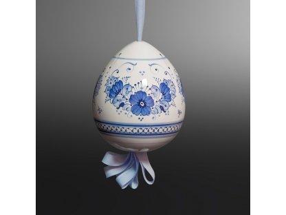 Keramické vajíčko stredné na pentli - modrá maľba 4.