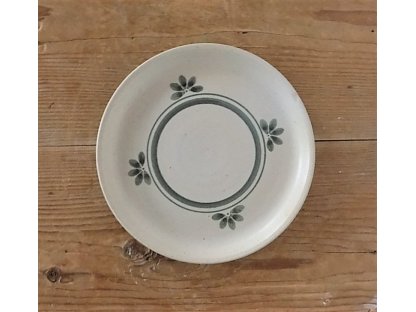 Keramický dezertní talířek - pětilístek - zelený
