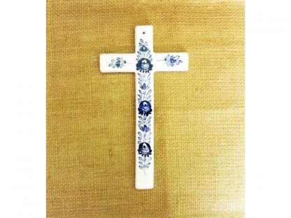 Keramický kříž, modro-bílý