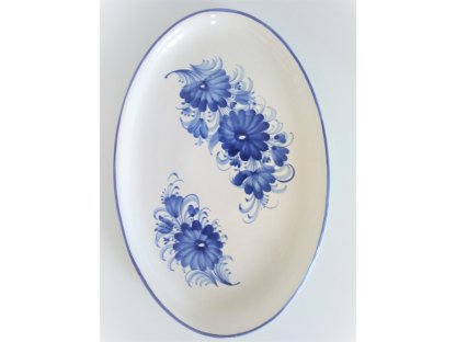 Keramický oválný talíř, dělené květy