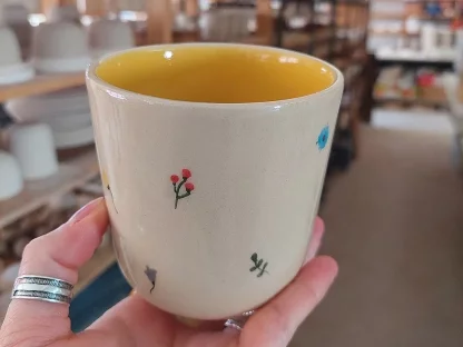 Keramický pohárik žltý - Kvietka