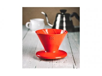 Keramický překapávač na kávu - dripper - červený