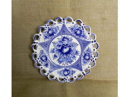 Keramický talíř - jedna krajka, modrý vzor