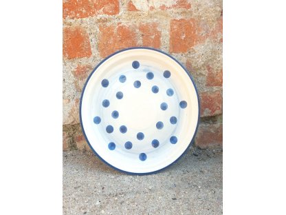 Keramický talíř mělký modrý puntík