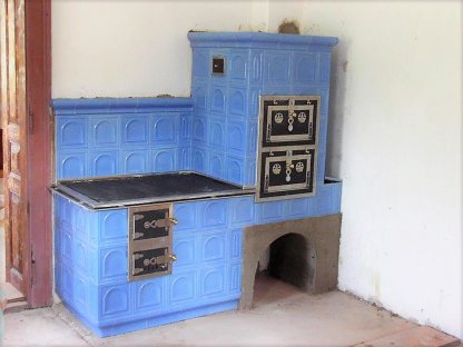 Kuchyňská kachlová kamna Jindra, modrá