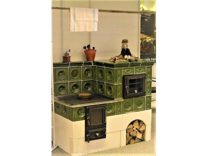 Kuchyňská kachlová kamna Karel, zelená