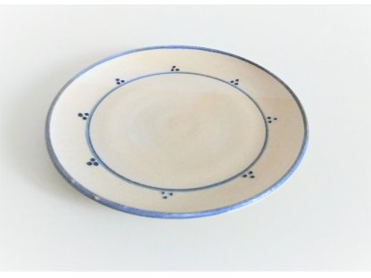 Plytký tanier, modrá a biela kamenina
