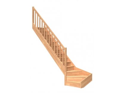 Mlynářské dřevěné schody bez podstup. 1/4 zatočení dole - buk - C.