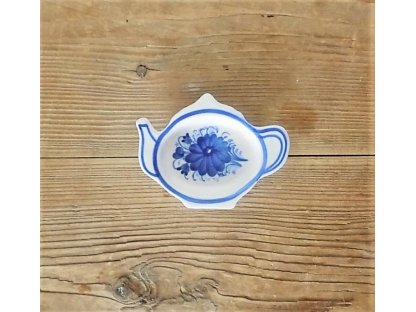 Odkapávač na čaj konvička, modře lemovaná