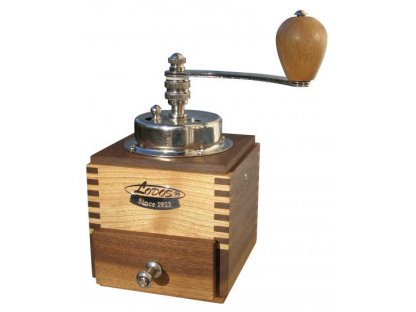 Ručný mlynček na kávu, drevený, 1945 Lux orech, čerešňa, 20x10x10 cm