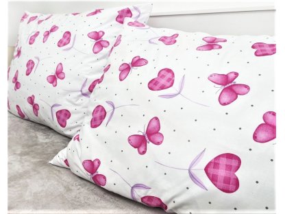 Srdce ružové - bavlnená posteľná bielizeň 140x200