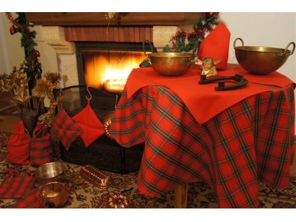 Ubrus Zuzana průměr 140 cm+4x ubrousek červený, vánoce