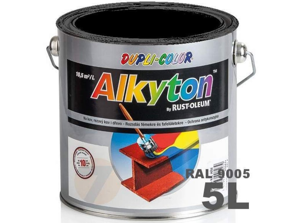 Alkyton antikorozní barva RAL 9005 černá polomatná 5 L